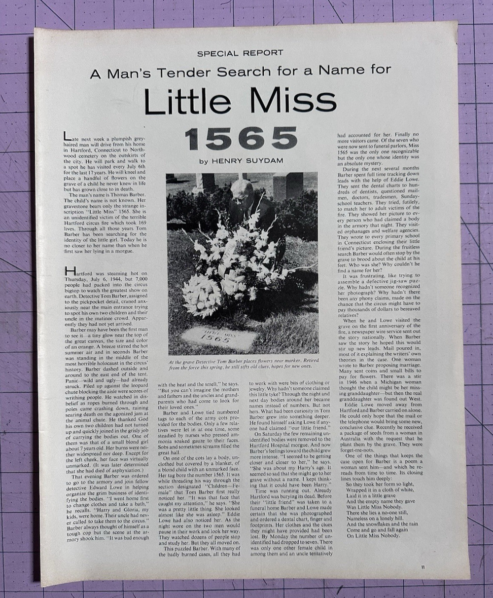 1962 Life Magazine Article Little Miss 1565 Circus Fire
